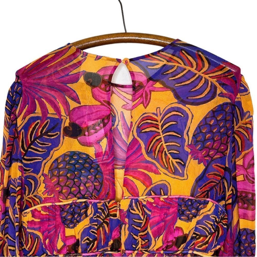 FARM RIO Yellow Fruit Dream Long Sleeve Mini Dress NWT - Picture 7 of 12